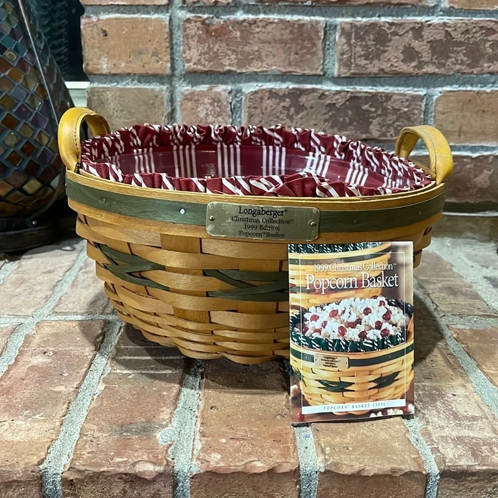 Vtg Longaberger 1999 Christmas Collection Popcorn Basket